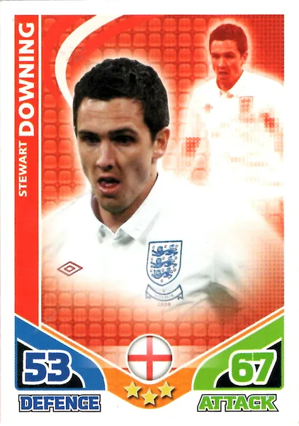 Stewart Downing card #70 - Topps Match Attax England 2010