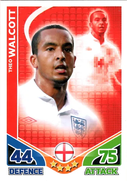 Theo Walcott card #74 - Topps Match Attax England 2010