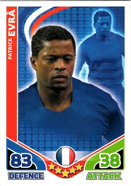 Patrice Evra card #83 - Topps Match Attax England 2010