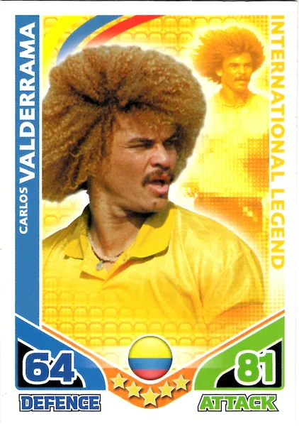 Carlos Valderrama card #ILVALDERRAMA - Topps Match Attax England 2010