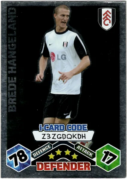 Brede Hangeland card #162 - Topps Match Attax English Premier League 2009/10