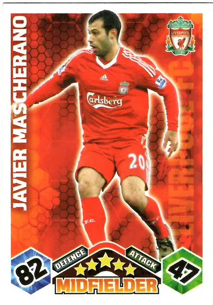Javier Mascherano card #189 - Topps Match Attax English Premier League 2009/10
