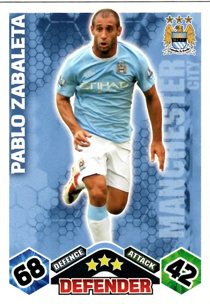 Pablo Zabaleta card #202 - Topps Match Attax English Premier League 2009/10