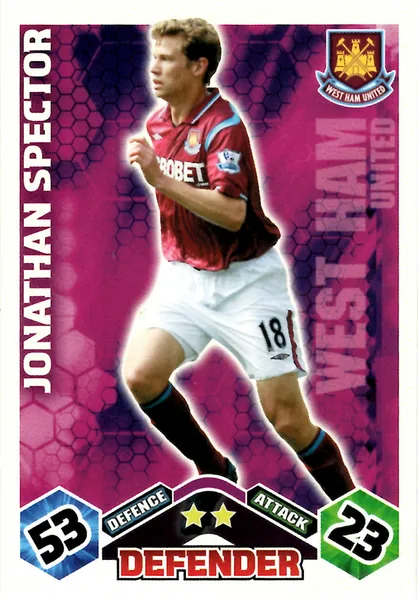 Jonathan Spector card #308 - Topps Match Attax English Premier League 2009/10