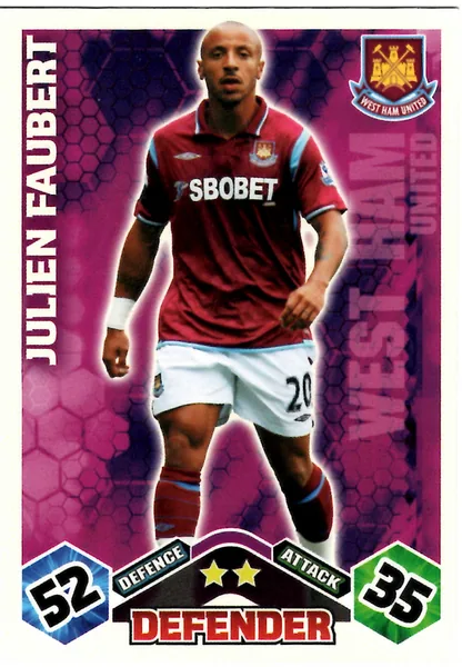 Julien Faubert card #312 - Topps Match Attax English Premier League 2009/10