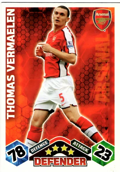 Thomas Vermaelen card #5 - Topps Match Attax English Premier League 2009/10