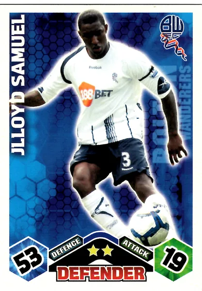 Jlloyd Samuel card #76 - Topps Match Attax English Premier League 2009/10