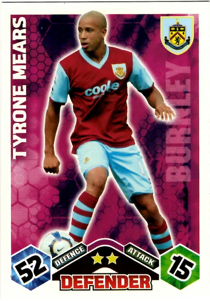 Tyrone Mears card #98 - Topps Match Attax English Premier League 2009/10