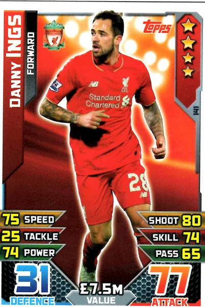Danny Ings card #141 - Topps Match Attax English Premier League 2015/16