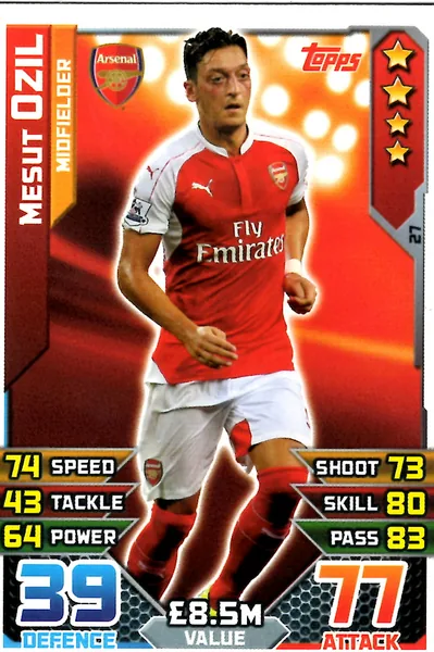 Mesut Ozil card #27 - Topps Match Attax English Premier League 2015/16