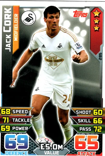 Jack Cork card #285 - Topps Match Attax English Premier League 2015/16