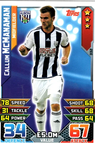 Callum McManaman card #332 - Topps Match Attax English Premier League 2015/16