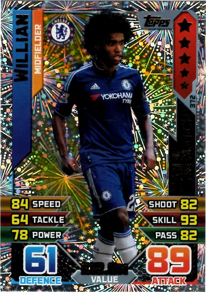 Willian card #372 - Topps Match Attax English Premier League 2015/16