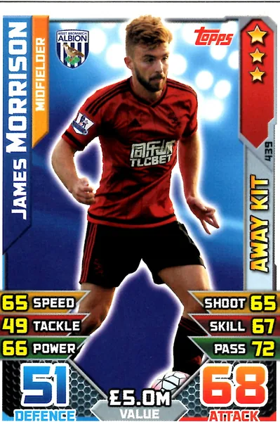 James Morrison card #439 - Topps Match Attax English Premier League 2015/16