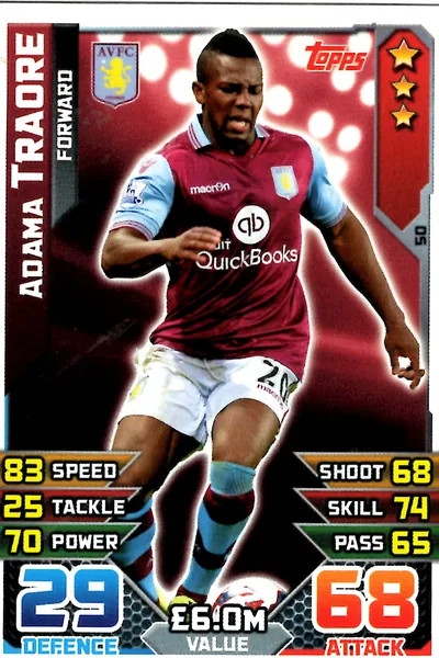 Adama Traore card #50 - Topps Match Attax English Premier League 2015/16