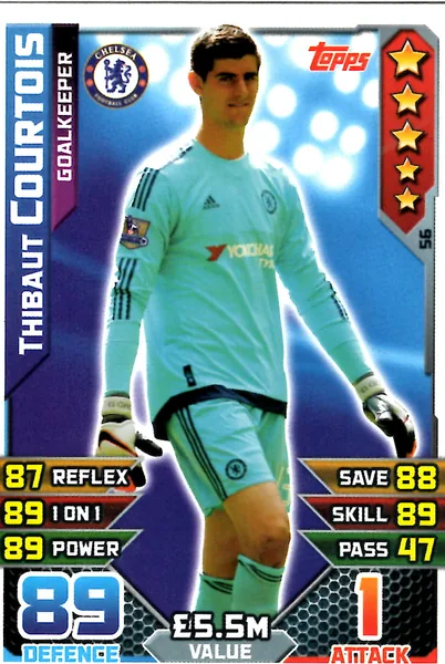 Thibaut Courtois card #56 - Topps Match Attax English Premier League 2015/16