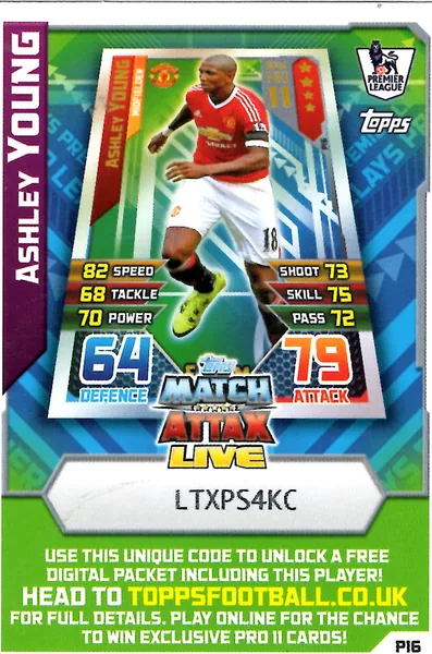 Ashley Young card #P16 - Topps Match Attax English Premier League 2015/16