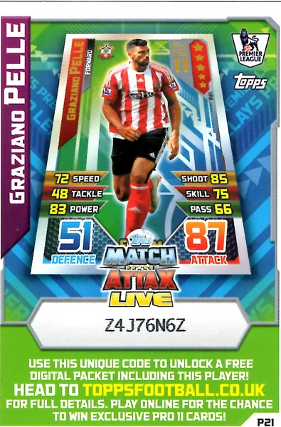 Graziano Pelle card #P21 - Topps Match Attax English Premier League 2015/16