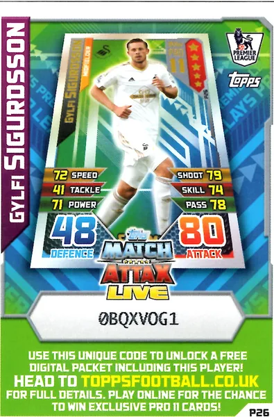 Gylfi Sigurdsson card #P26 - Topps Match Attax English Premier League 2015/16