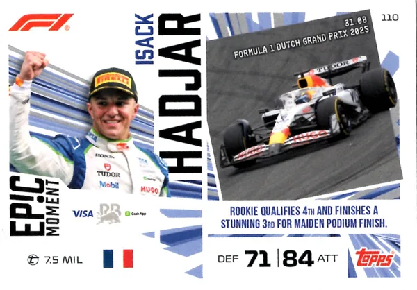 Isack Hadjar card #110 - Topps Turbo Attax Formula 1 2026