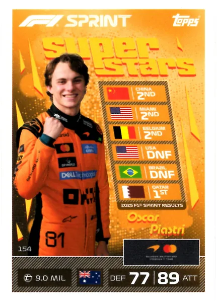 Oscar Piastri card #154 - Topps Turbo Attax Formula 1 2026