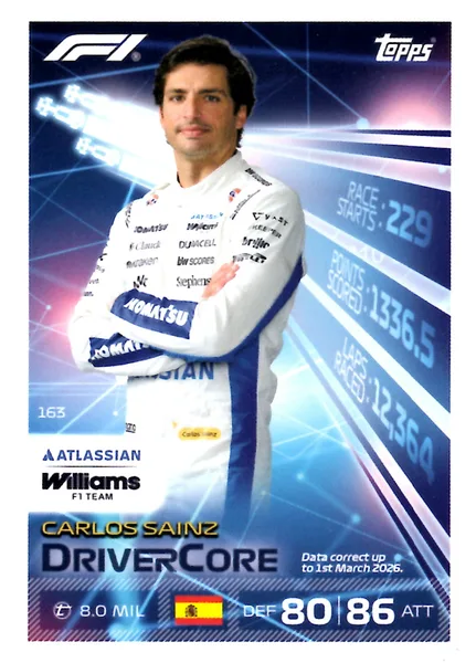 Carlos Sainz card #163 - Topps Turbo Attax Formula 1 2026