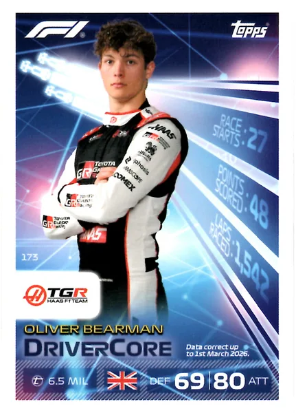 Oliver Bearman card #173 - Topps Turbo Attax Formula 1 2026